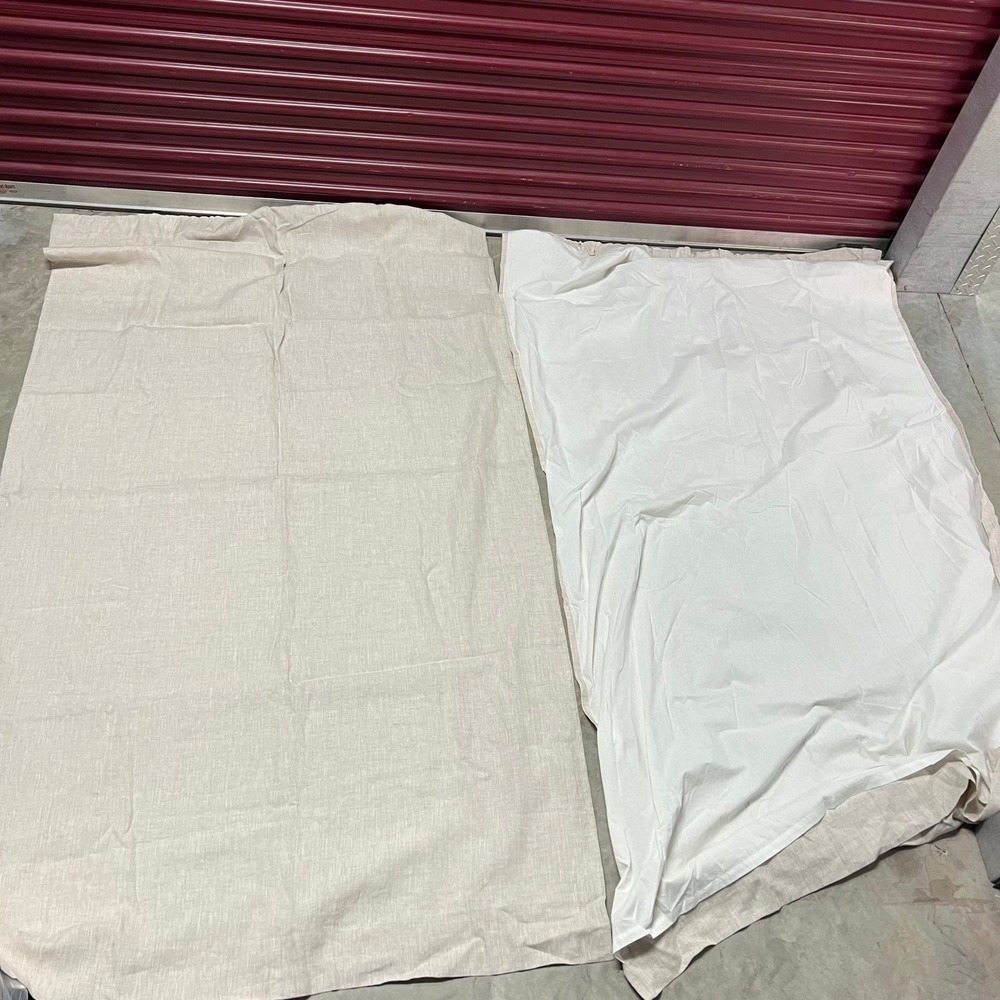 Quince European Linen Curtains Set of 2 Oatmeal 48x84 Back Tab Cotton Lined